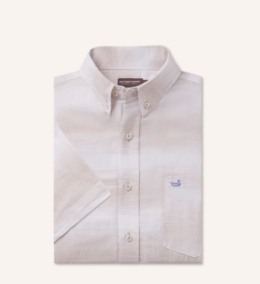 The Richard Dress Shirt - Linen Lines Taupe