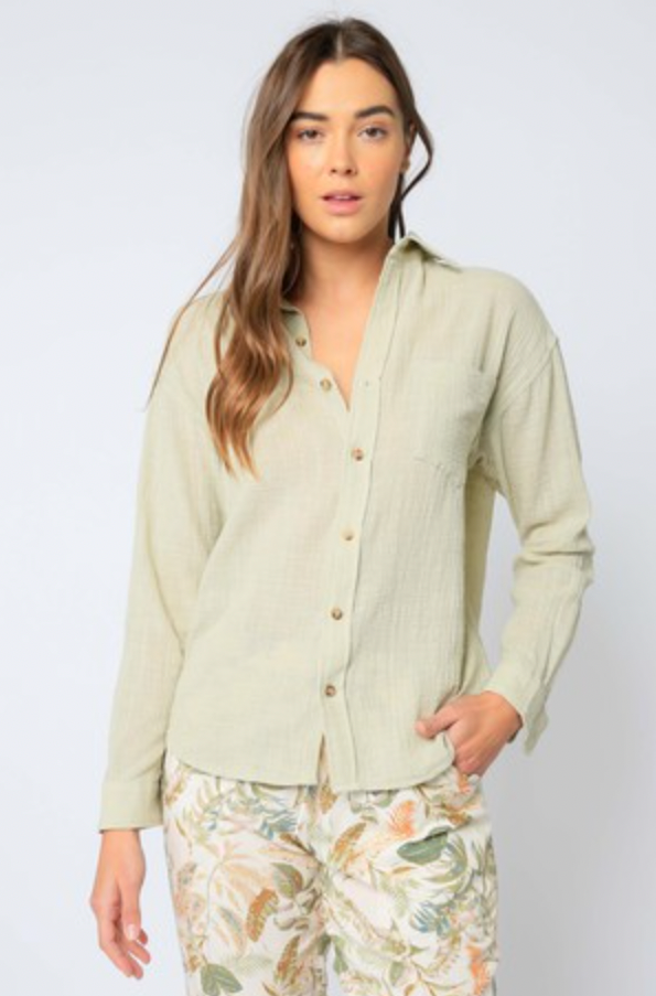 Gauze Button Up Sage