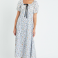 Floral Print Puff Sleeve Maxi Dress