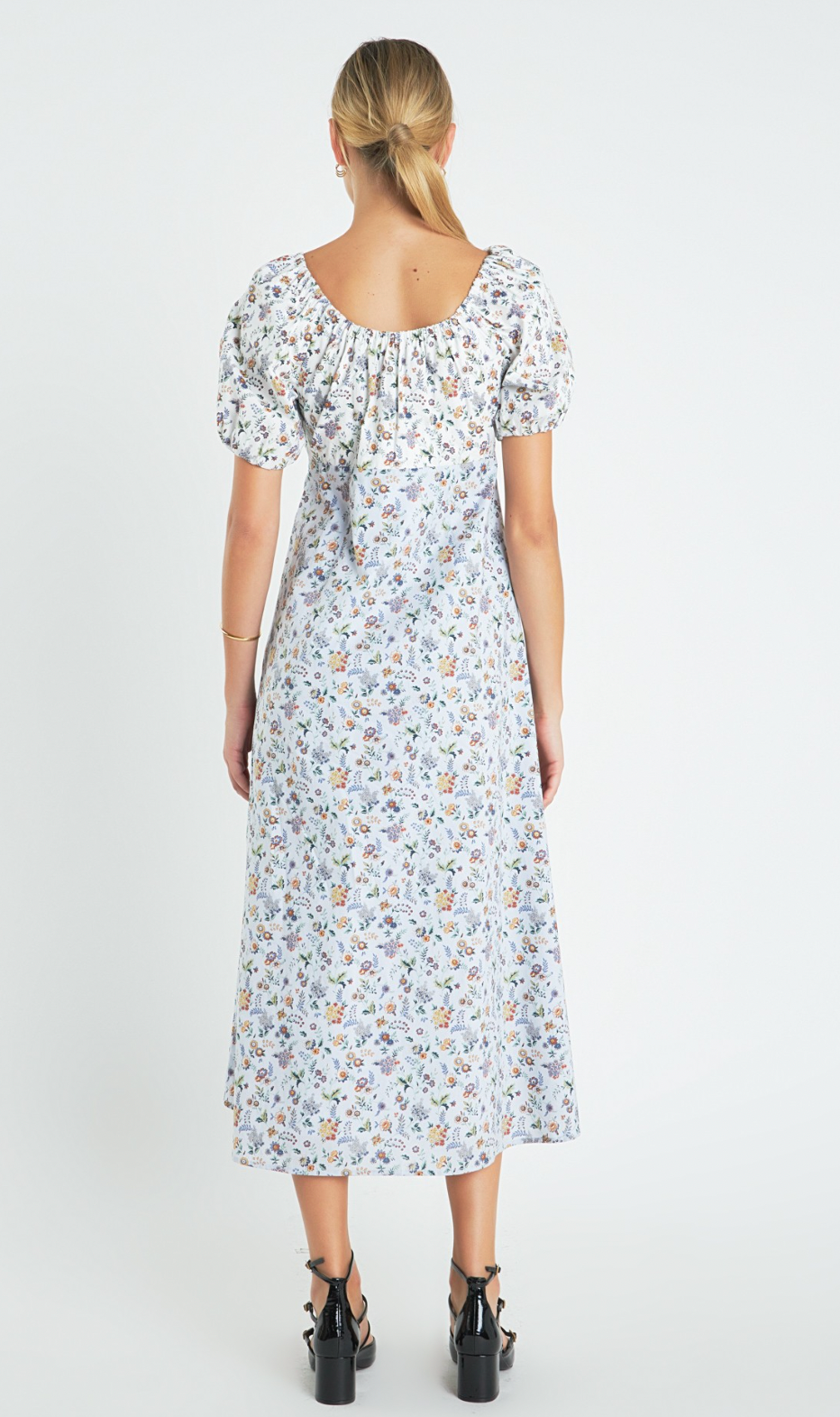 Floral Print Puff Sleeve Maxi Dress