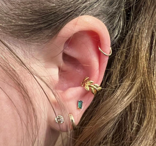 Silver Emerald Baguette Studs