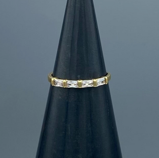 Gold Four CZ Baguette Ring Band