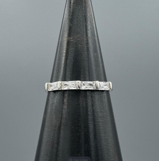 Silver Four CZ Baguette Ring Band