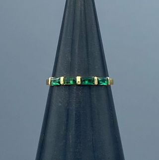 Gold Four Emerald CZ Baguette Ring Band