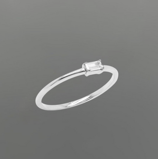 Silver Minimal Baguette CZ Stacking Ring