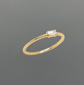 Gold Minimal Baguette CZ Stacking Ring