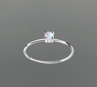 Silver 3mm Opal Ring