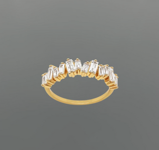 Embellished Baguette Ring in Gold