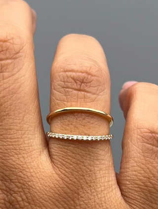 Gold Half CZ Double Band Ring