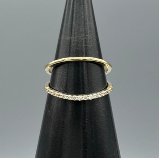 Gold Half CZ Double Band Ring