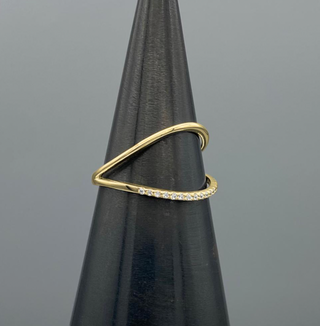 Gold Half CZ Double Band Ring