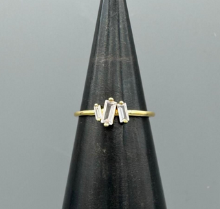 Gold Triple Baguette Cluster Ring