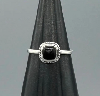Silver Twisted Rope Square Bezel Onyx Ring