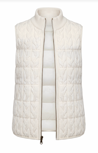 Sleeveless reversible zip front quilted sweater vest