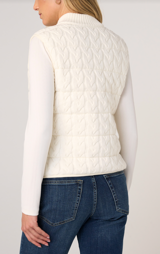 Sleeveless reversible zip front quilted sweater vest