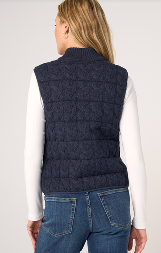Sleeveless reversible zip front quilted sweater vest