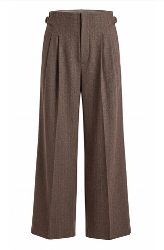 Highrise pleated wide leg trouser w/ s/tabs- 31' in