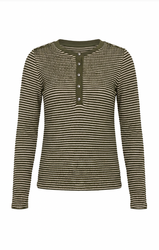 long slv knit henley top w sweater trim