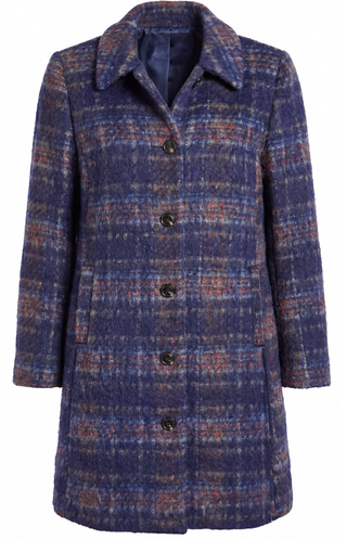 Swing Coat Navy multi plaid