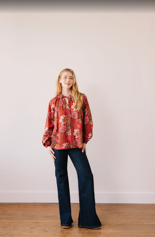 Pomegranate Floral Willa Top
