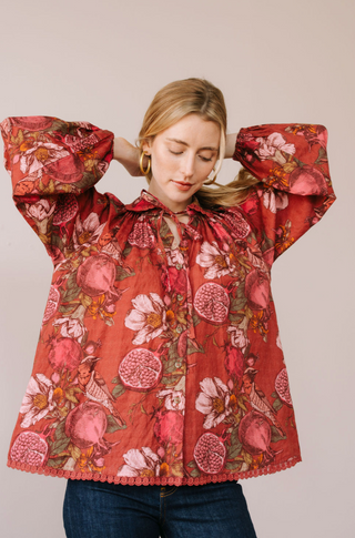 Pomegranate Floral Willa Top