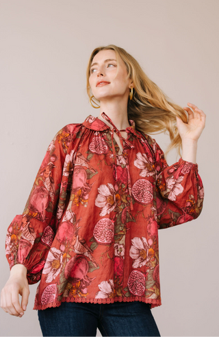 Pomegranate Floral Willa Top