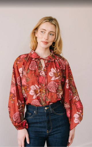 Pomegranate Floral Willa Top