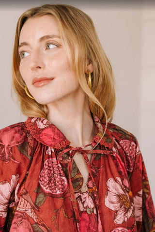 Pomegranate Floral Willa Top