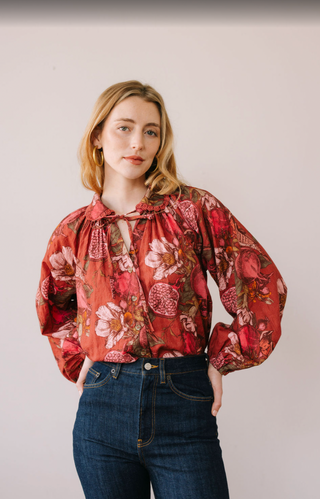 Pomegranate Floral Willa Top