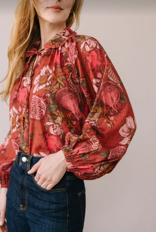 Pomegranate Floral Willa Top