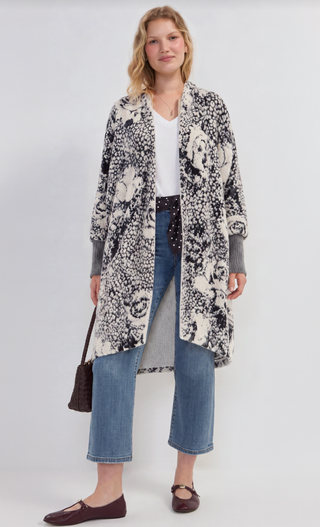 Long sleeve open front cardigan sweater