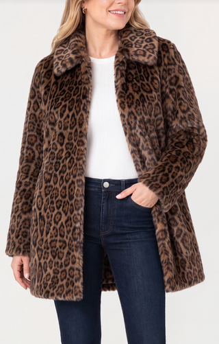 Collared faux fur coat