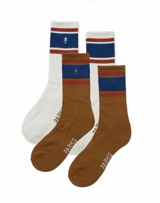 Trail Crew Tube Sock 2 Pack (White & Gold)