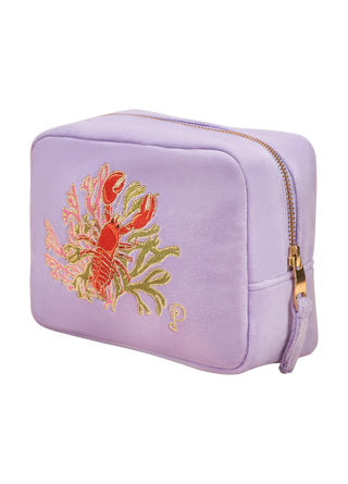 Velvet Embroidered Make Up Bag - Lobster Buddies