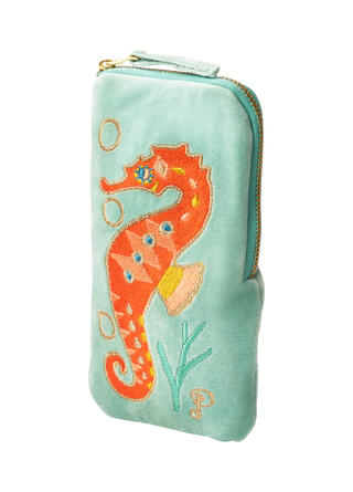 Velvet Sunglasses Pouch - Sparkling Seahorse