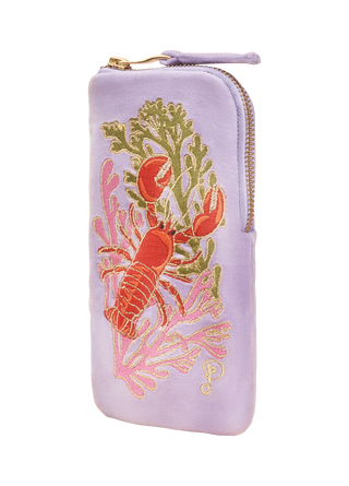 Velvet Embroidered Sunglasses Pouch - Lobster Buddies