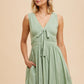 Cotton Bow Dress (Darling) - Sage