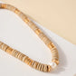 Wood Metal Beaded Pearl Necklace