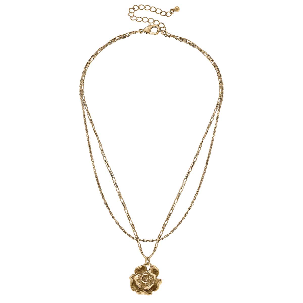 Sydney Rose Delicate Layered Necklace in Worn Gold