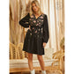Solid Embroidered Dress with Long Sleeve