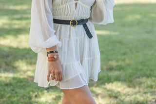 Brass Toned Leather Belt