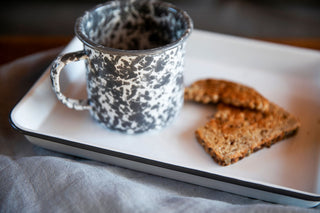 Vintage Small Rectangular Tray - Blue Rim
