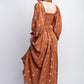 Caramel Gauze Embroidery Smocking Tiered Gradient Dress