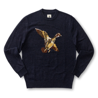 Flying Wood Duck Merino Intarsia Crewneck Sweater