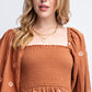 Caramel Gauze Embroidery Smocking Tiered Gradient Dress