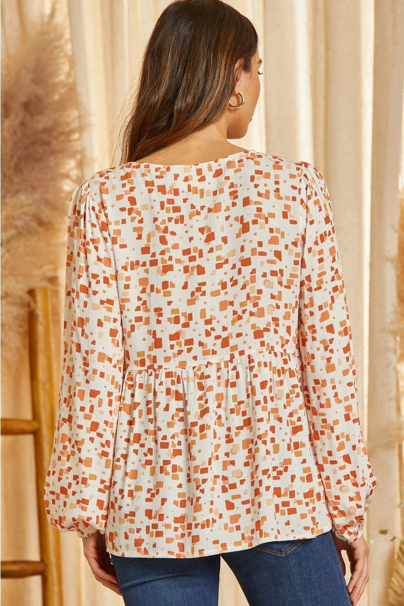 Print Floral Embroidery Top