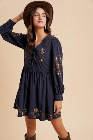 Embroidered Cotton Mini Dress