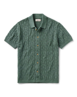The Monterey Sweater Polo in Deep Sea Geo Crochet