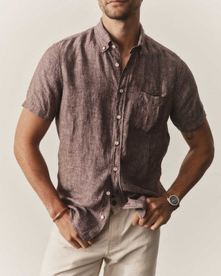 The Short Sleeve Jack in Burgundy Linen