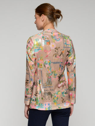Multicolor Printed Sequin Blazer